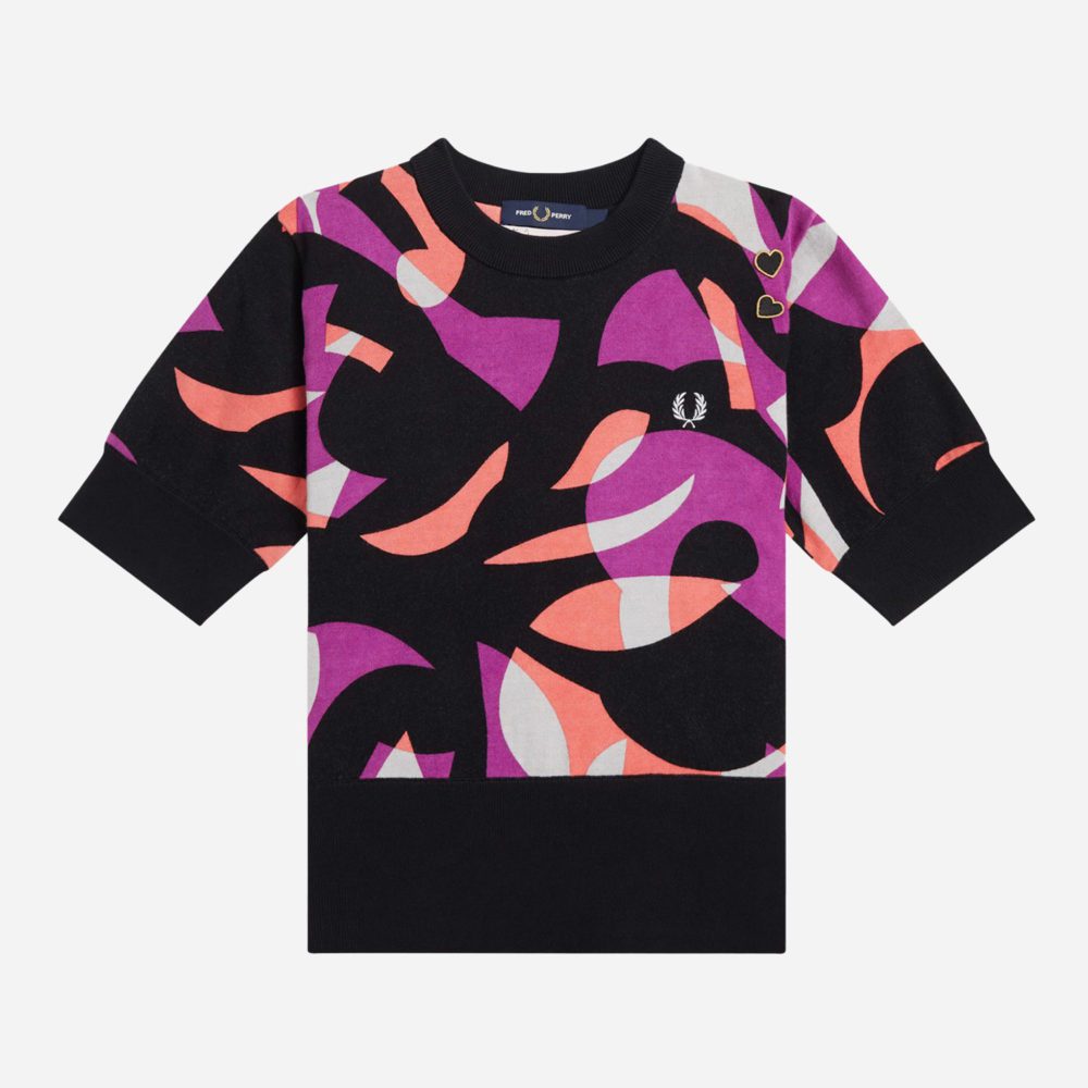 Fred Perry Abstract Short Sleeve Jumper - Multi Fred Perry Abstract Short Sleeve Jumper - Multi