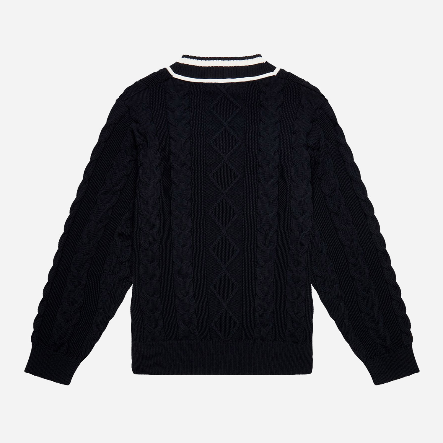 Fred Perry Women's Cable Knit V Neck Sweat - Navy