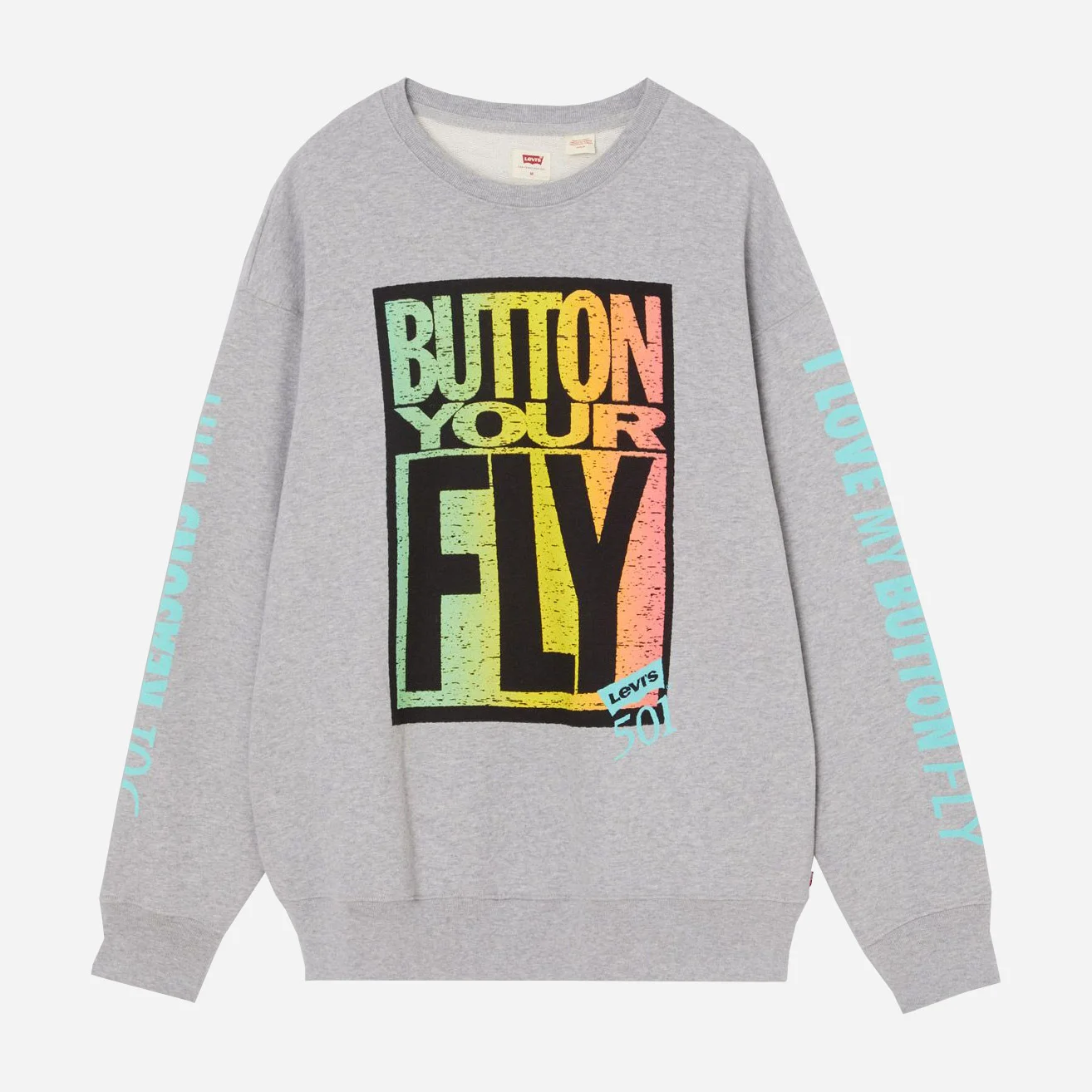 Levis Relaxed Graphic Button Fly Crew Sweat - Meduim Heather Grey