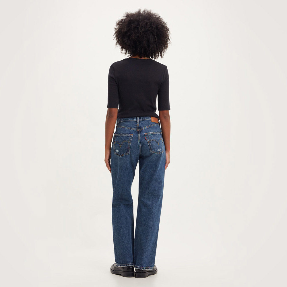 Levis Women's 501 Regular Straight Fit Jean - 90's Indigo Destructed