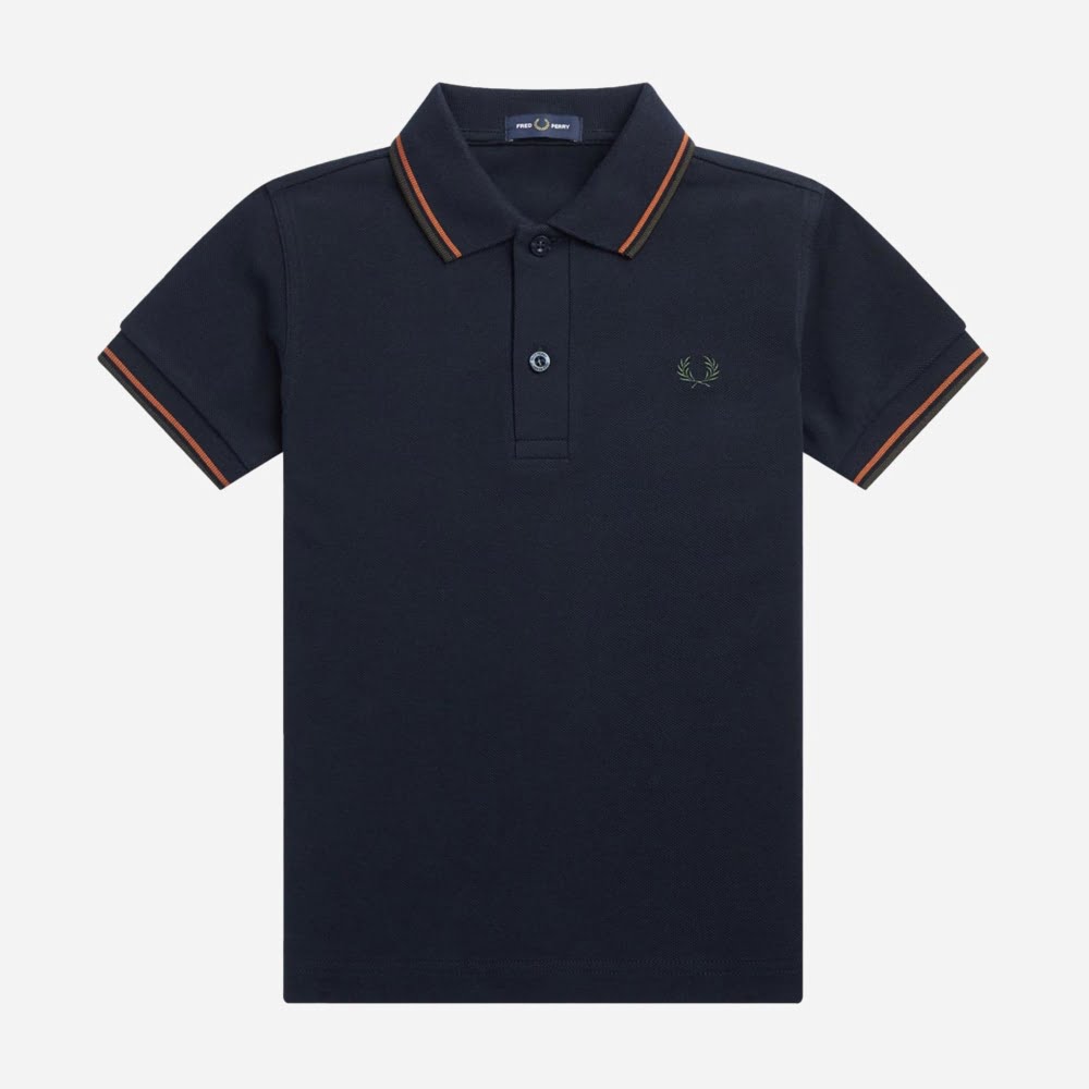 Fred Perry Kids Twin Tipped Polo Shirt - Navy/Nutflake/Night Green