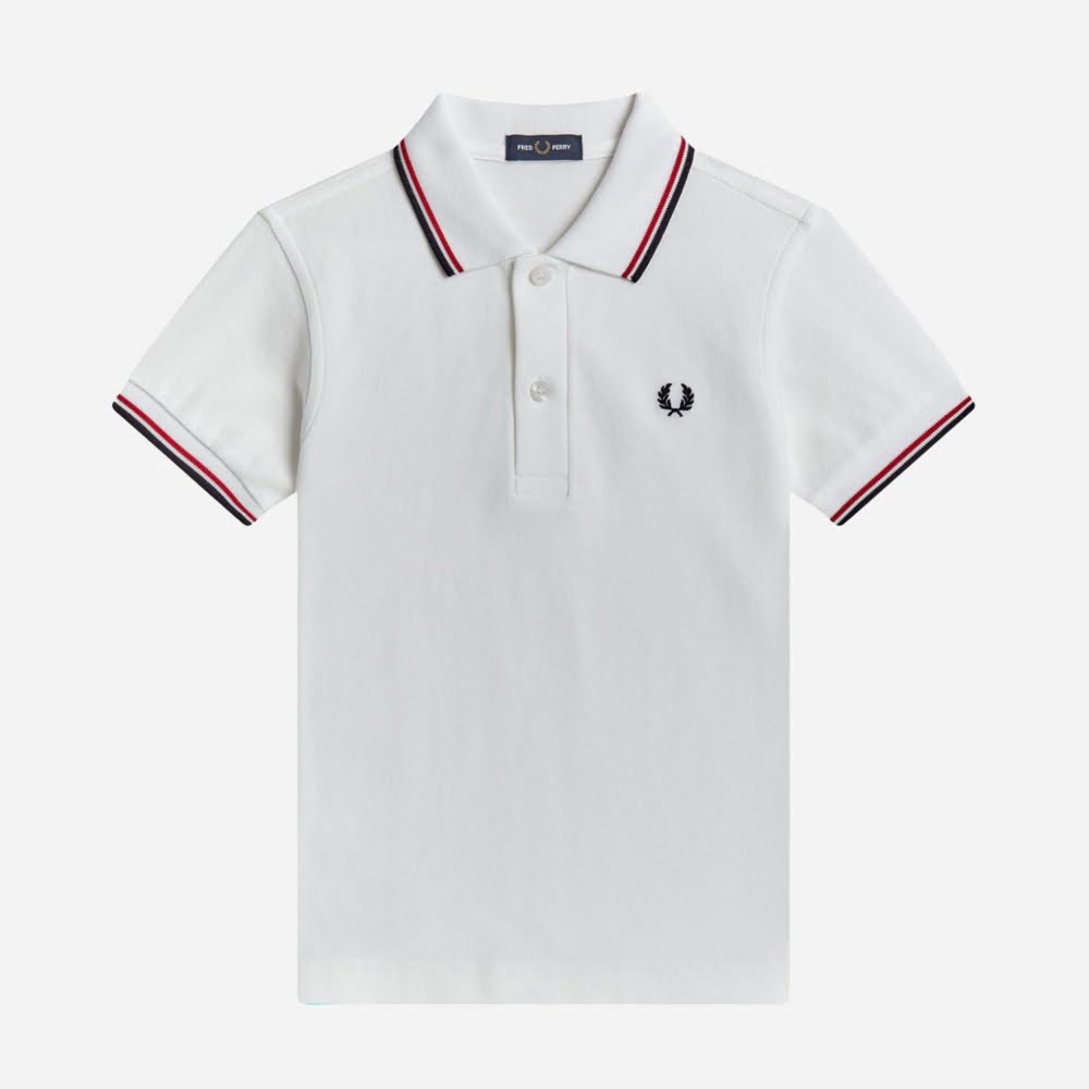 Fred Perry Kids Twin Tipped Polo Shirt - White/Bright Red/Navy
