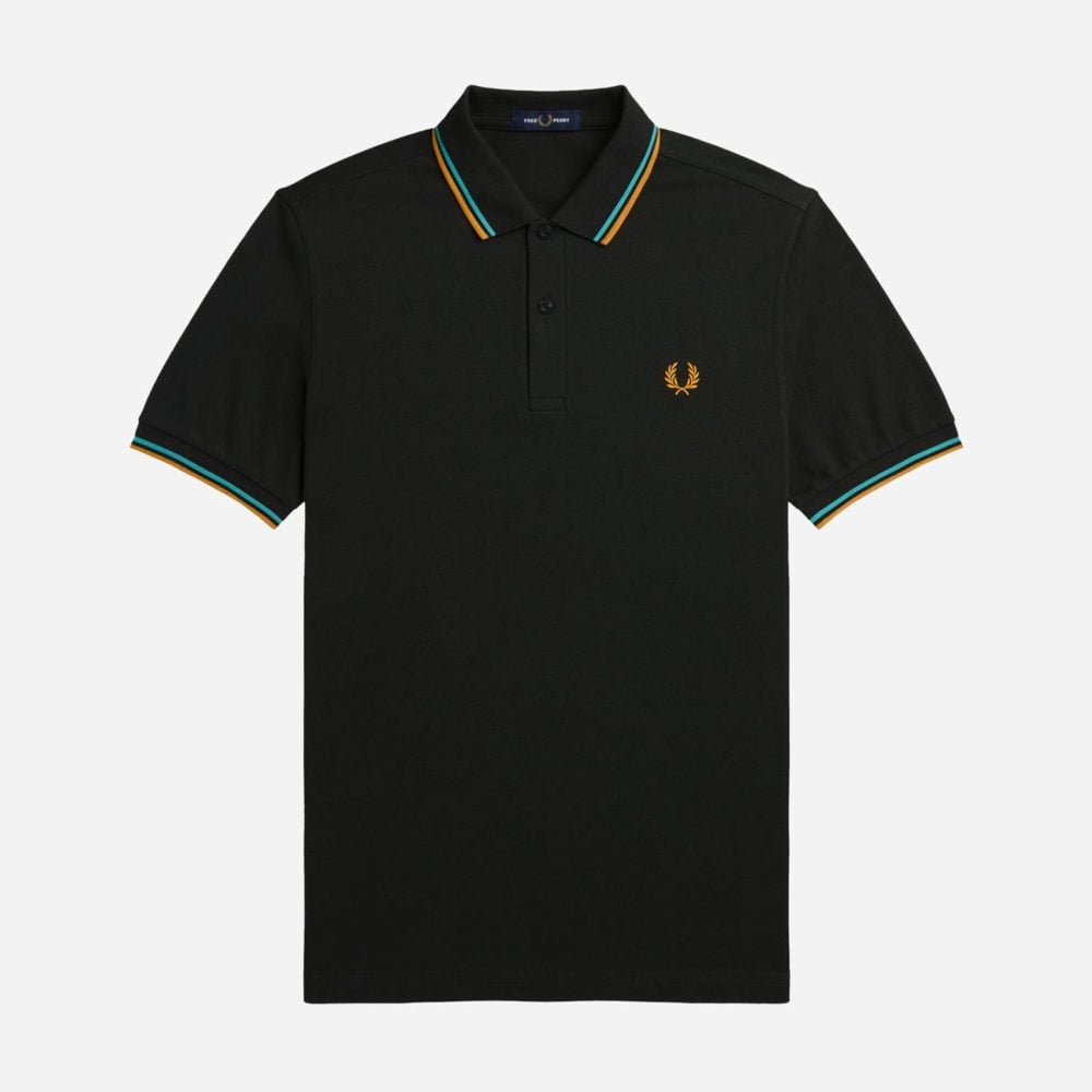 Fred Perry Twin Tipped Polo - Night Green/Pepper Mint/Honey Gold
