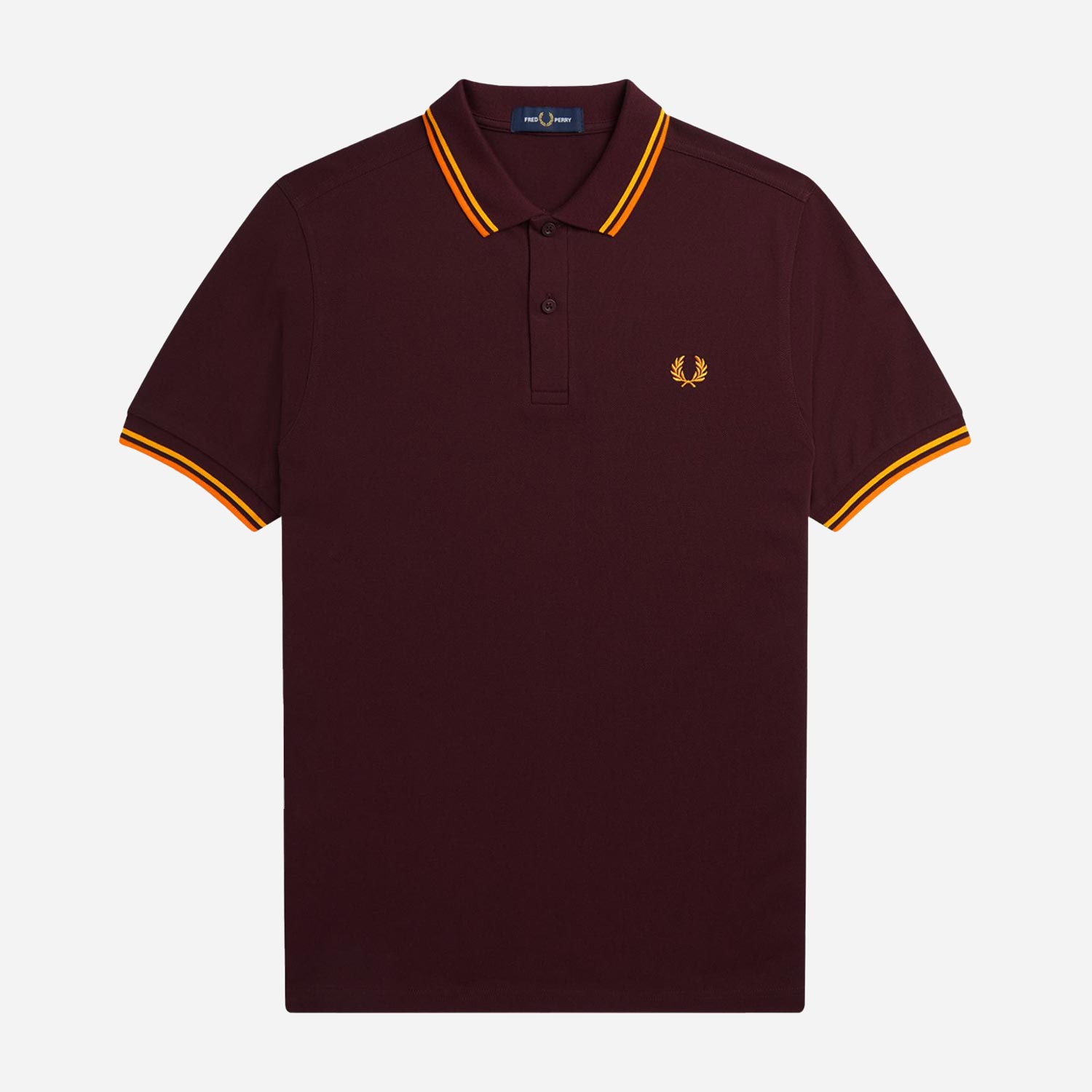 Fred Perry Twin Tipped Polo - Oxblood/Electric Yellow/Gold
