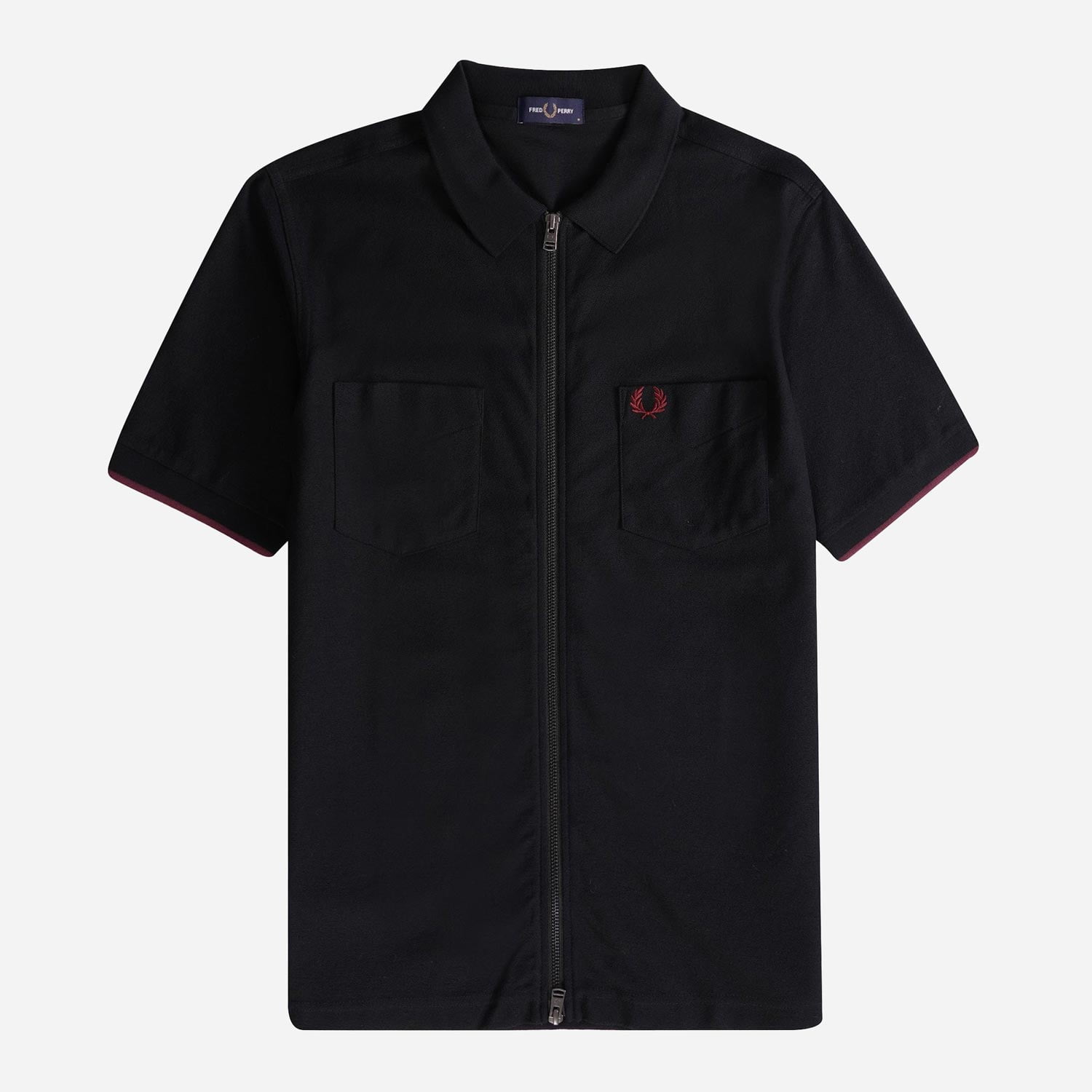 Fred Perry Zip Though Polo Shirt - Black