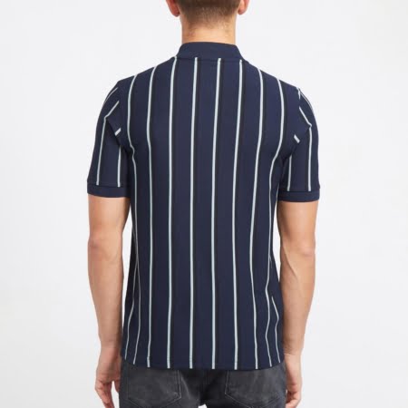 Fred Perry Vertical Stripe Zip Polo - Deep Carbon
