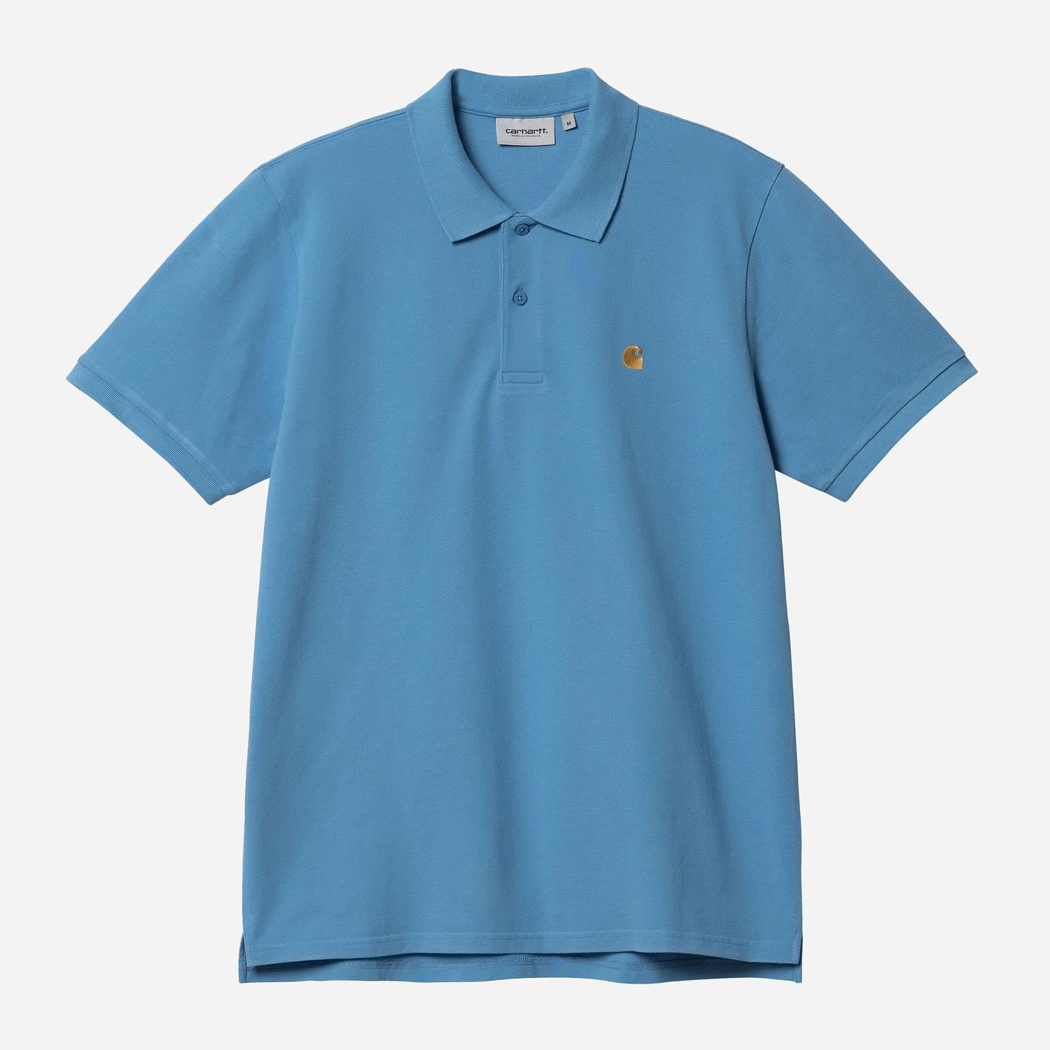 Carhartt WIP Chase Loose Fit Short Sleeve Polo - Piscine/Gold