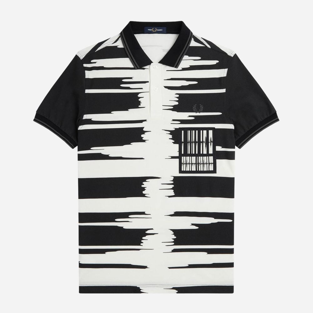 Fred Perry Sound Wave Regular Fit Short Sleeve Polo - Black