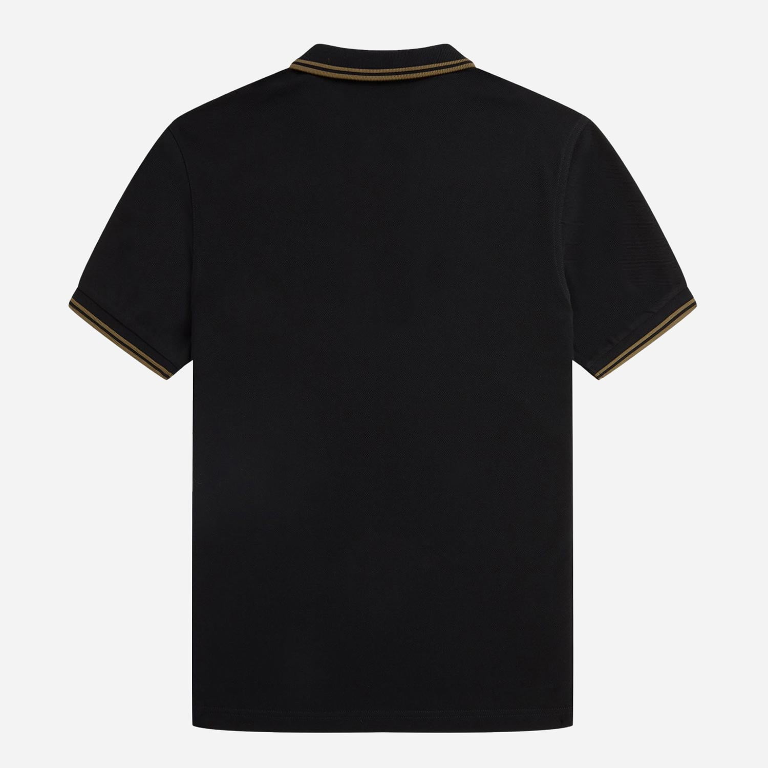 Fred Perry Twin Tipped Regular Fit Short Sleeve Polo - Black/Shaded Stone/Shaded Stone