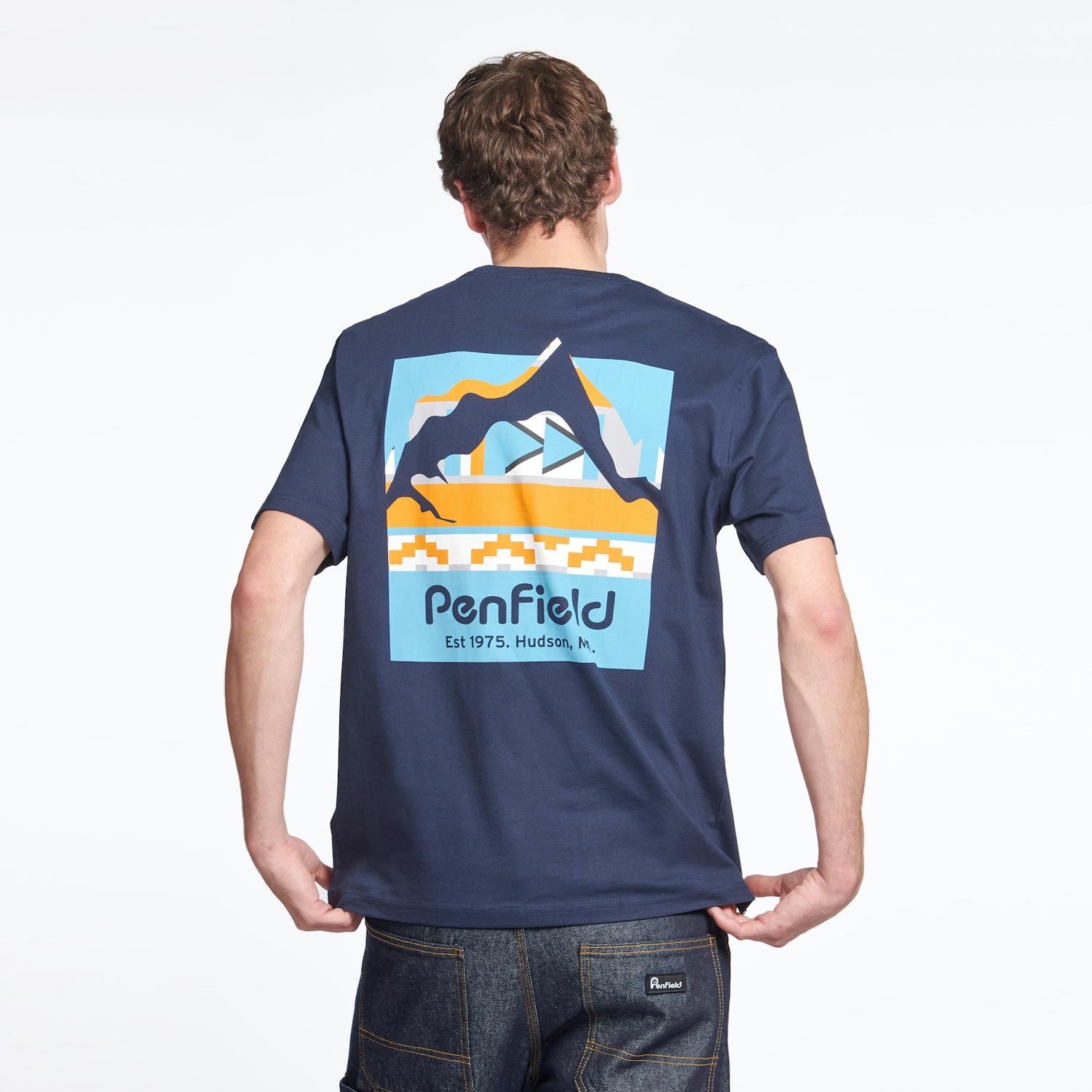 Penfield Geo Back Print Relaxed Fit Short Sleeve Tee - Navy Blazer