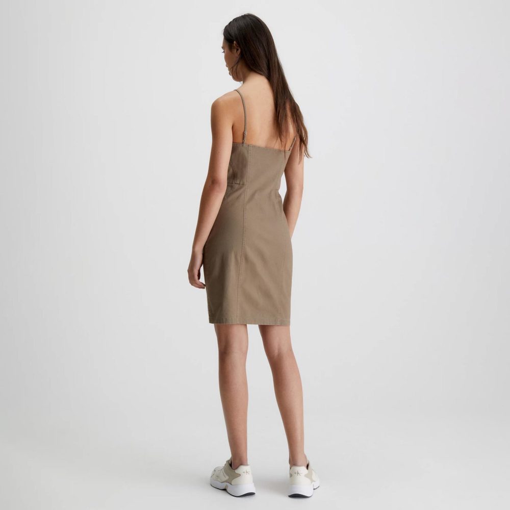 Calvin Klein Women's Badge Strappy Workwear Dress - Shitake