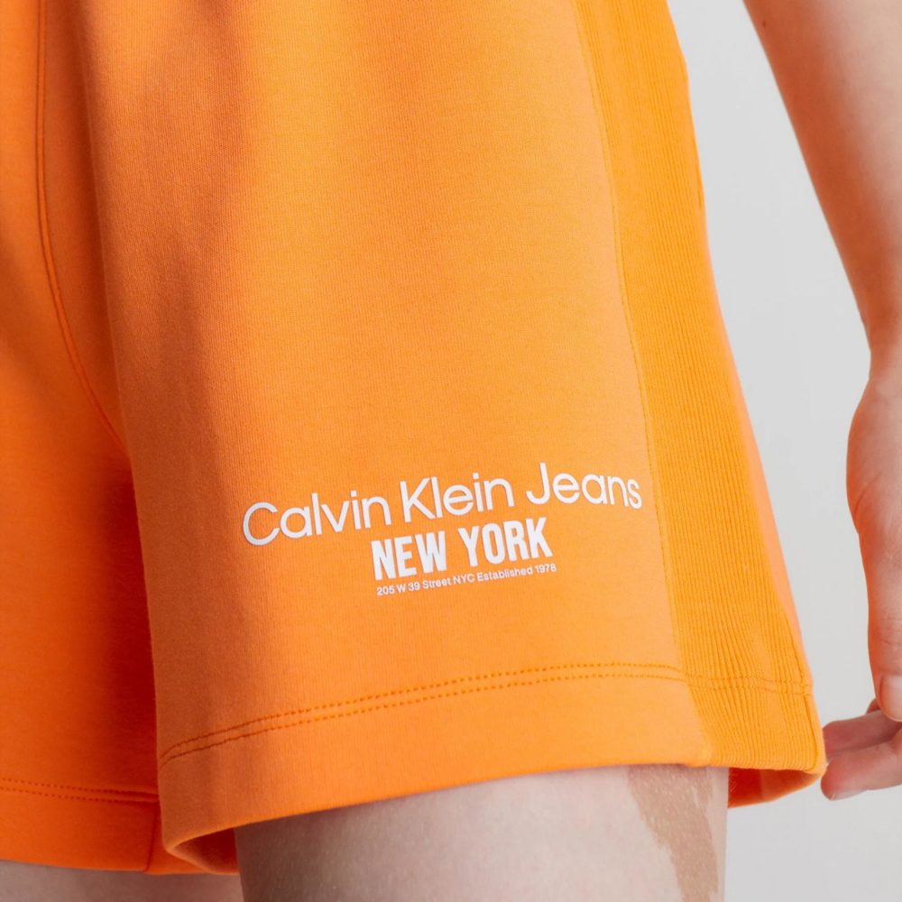 Calvin Klein Women's Rib Insert Interlock Short - Vibrant Orange
