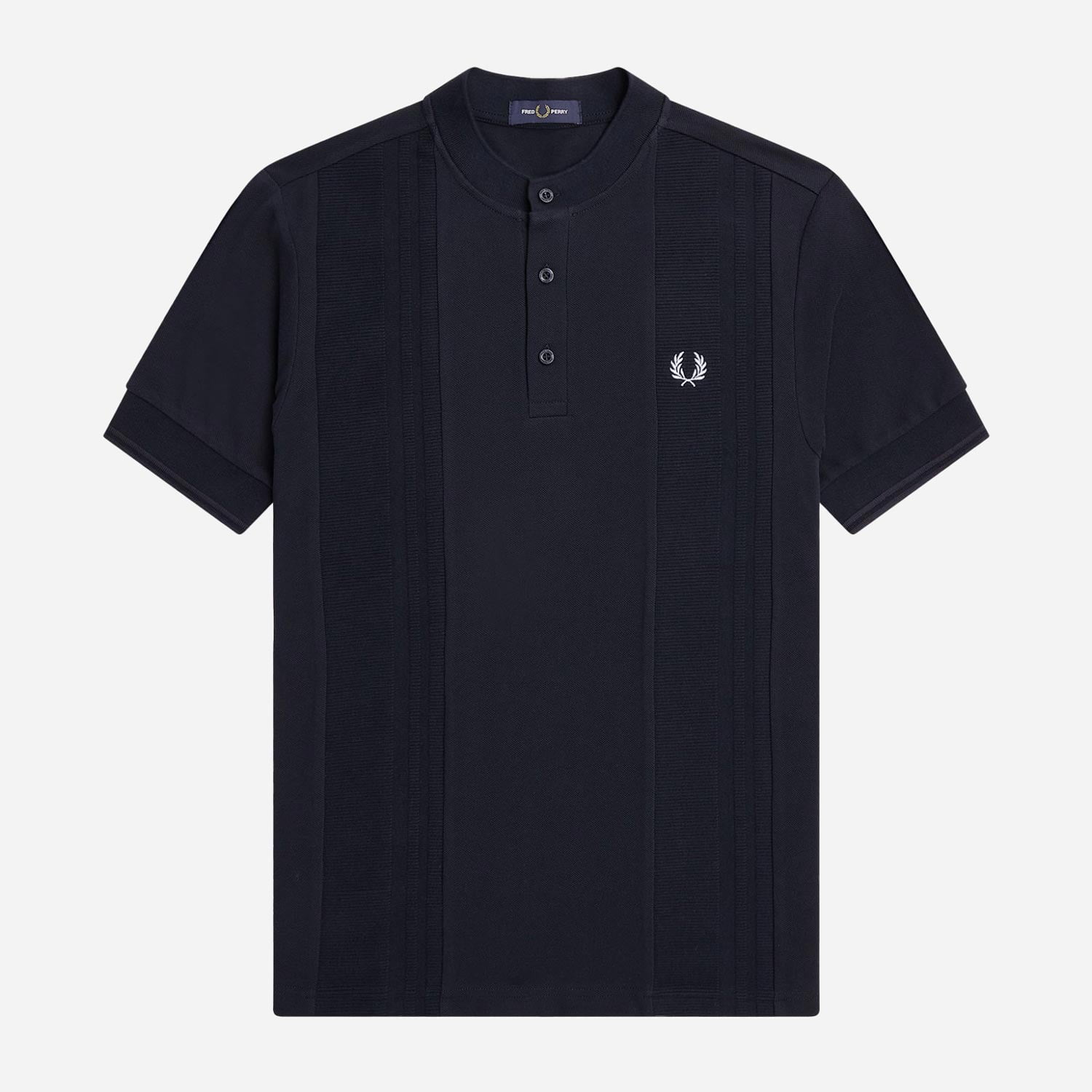 Fred Perry Contrast Trim Henley Regular Fit Short Sleeve Polo - Navy