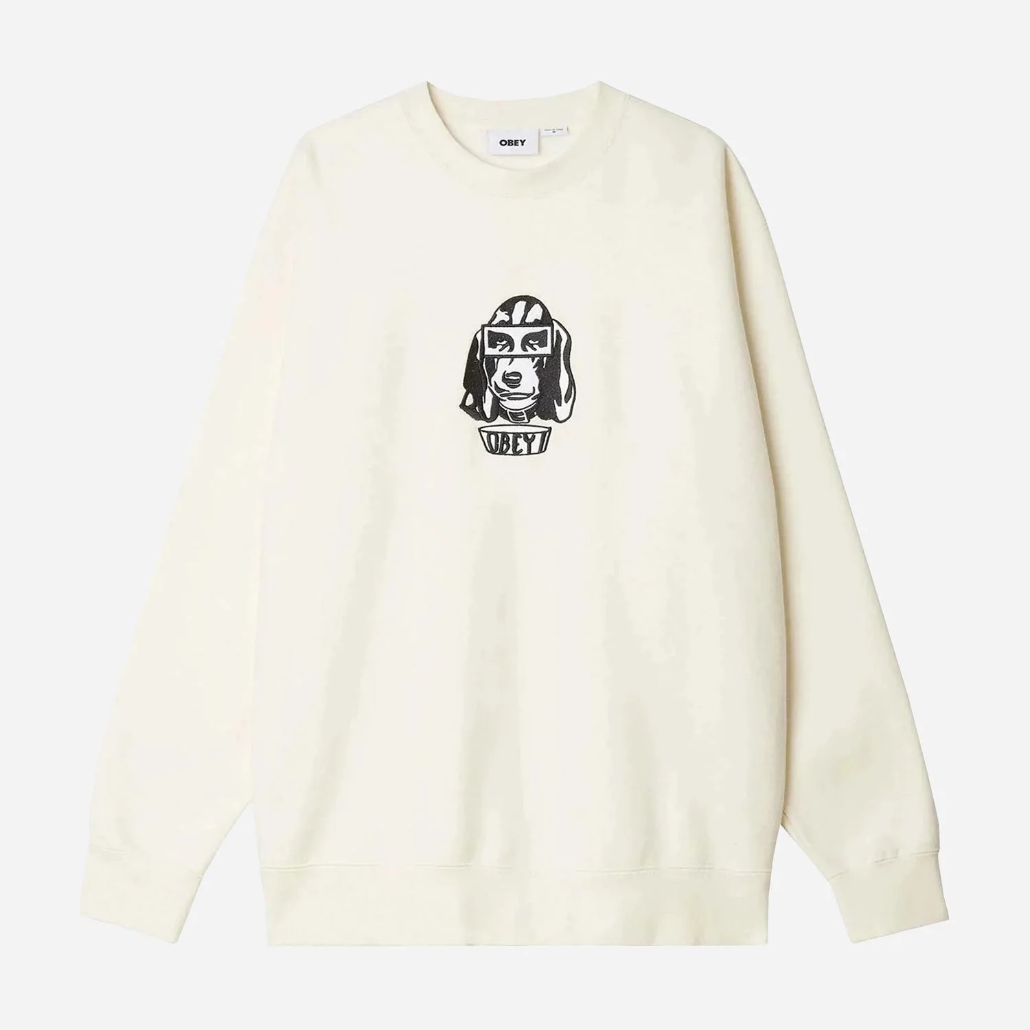 Obey Hound Regular Fit Long Sleeve Sweat - Unbleached