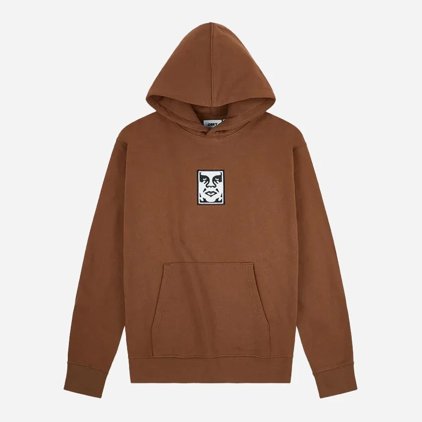 Obey Icon Extra Heavy II Regular Fit Long Sleeve Hoodie - Sepia