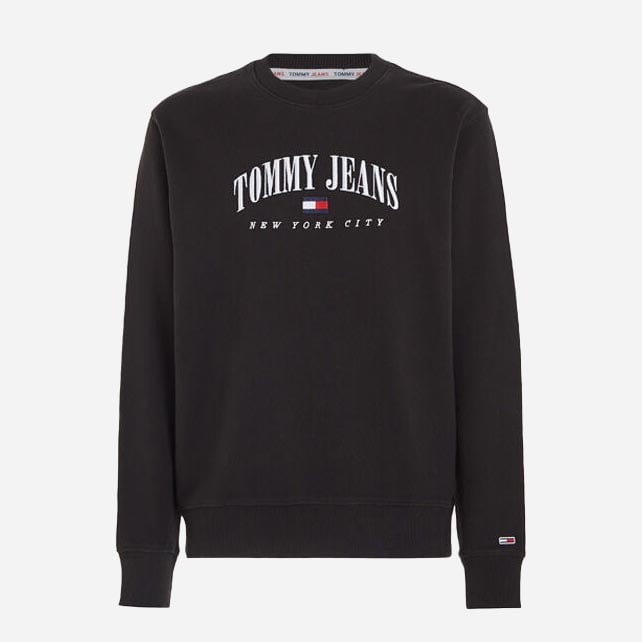 Tommy Jeans Small Varsity Logo Regular Fit Long Sleeve Sweat - Black