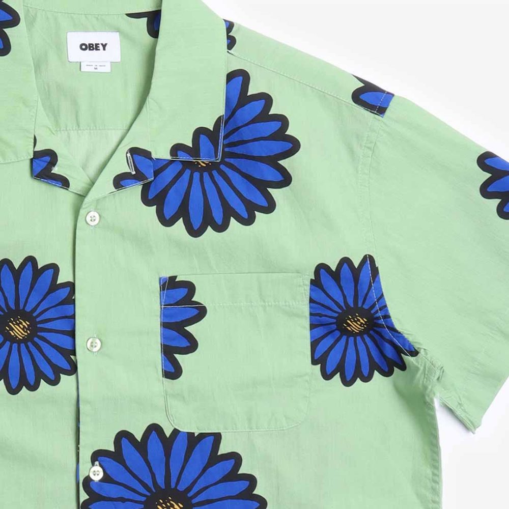 Obey Daisy Blossoms Woven Regular Fit Short Sleeve Shirt - Green Multi
