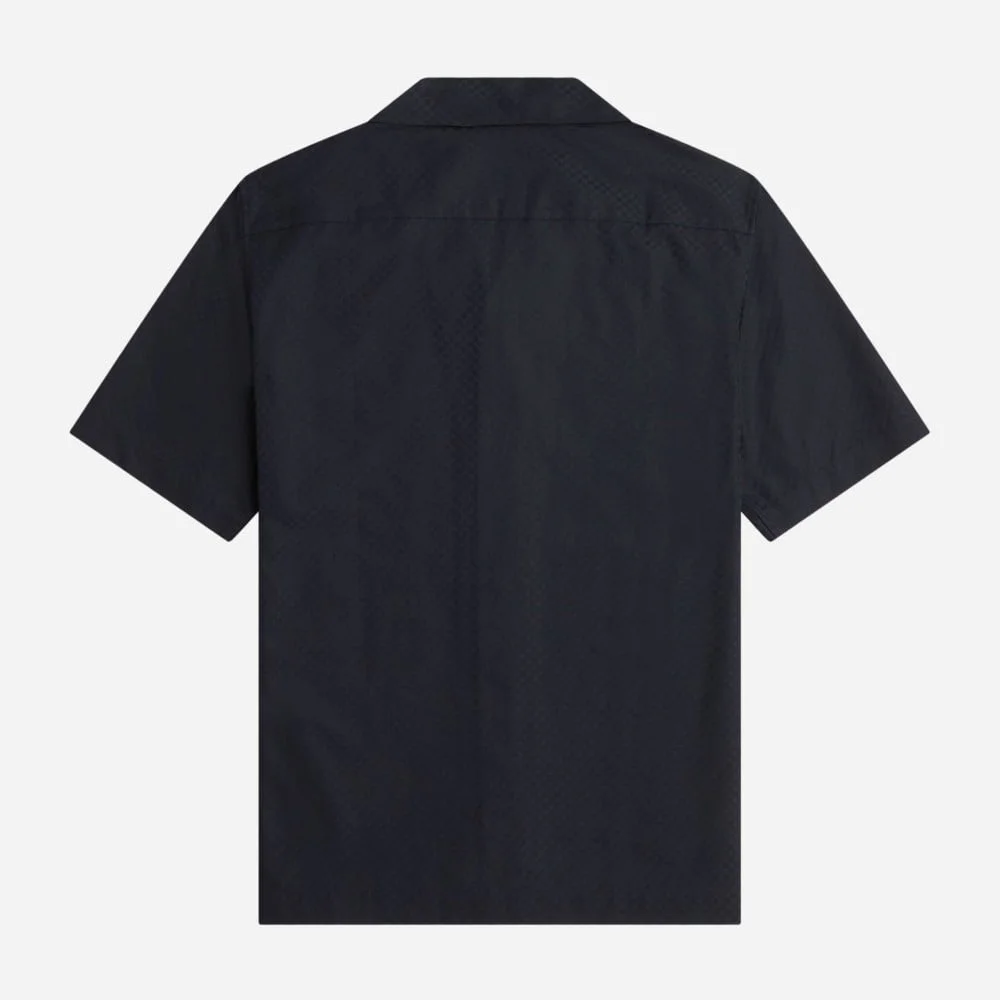 Fred Perry Chequerboard Revere Collar Short Sleeve Shirt - Black