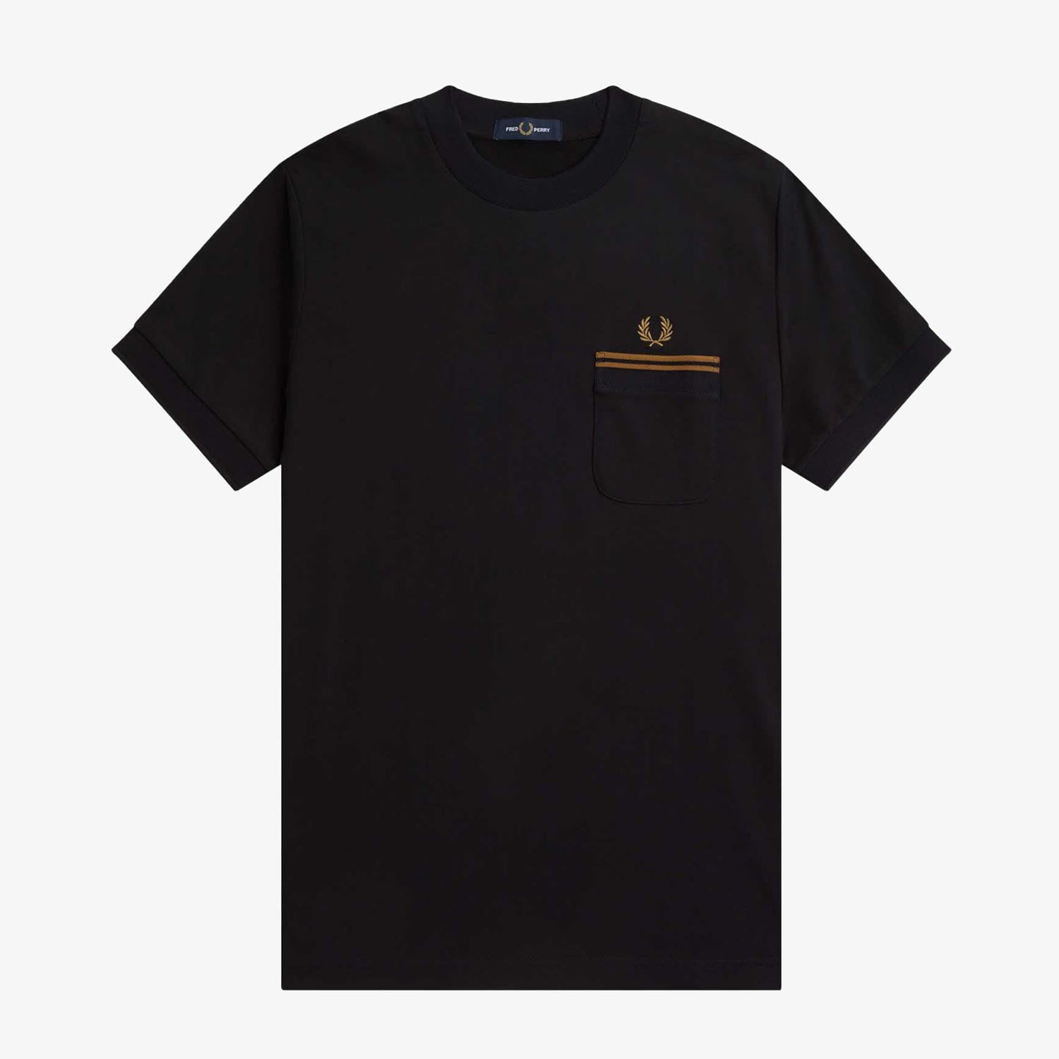 Fred Perry Loopback Jersey Pocket Regular Fit Short Sleeve Tee - Black