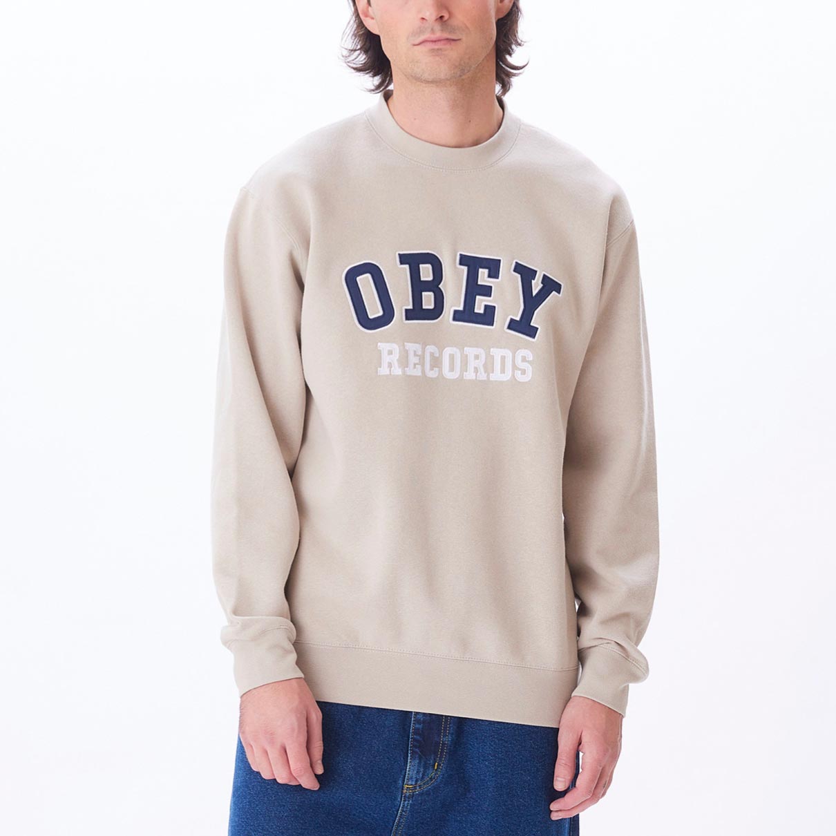 Obey Records Sweat - Silver Grey