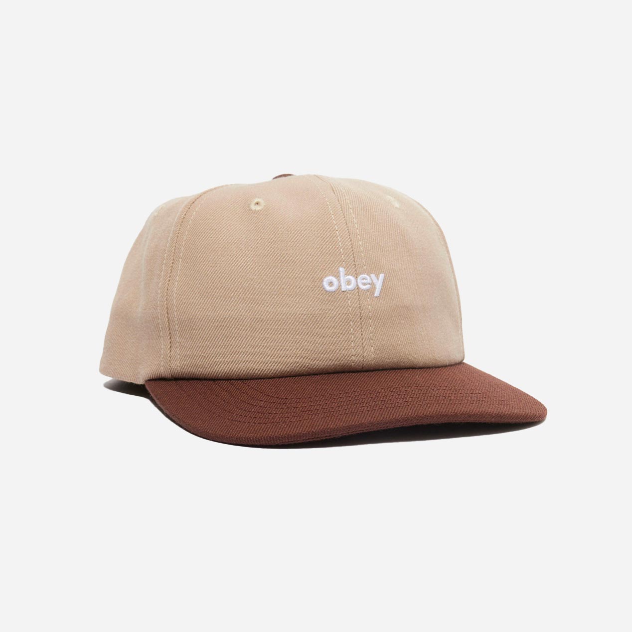 Obey Shade 6 Panel Snapback Cap - Khaki