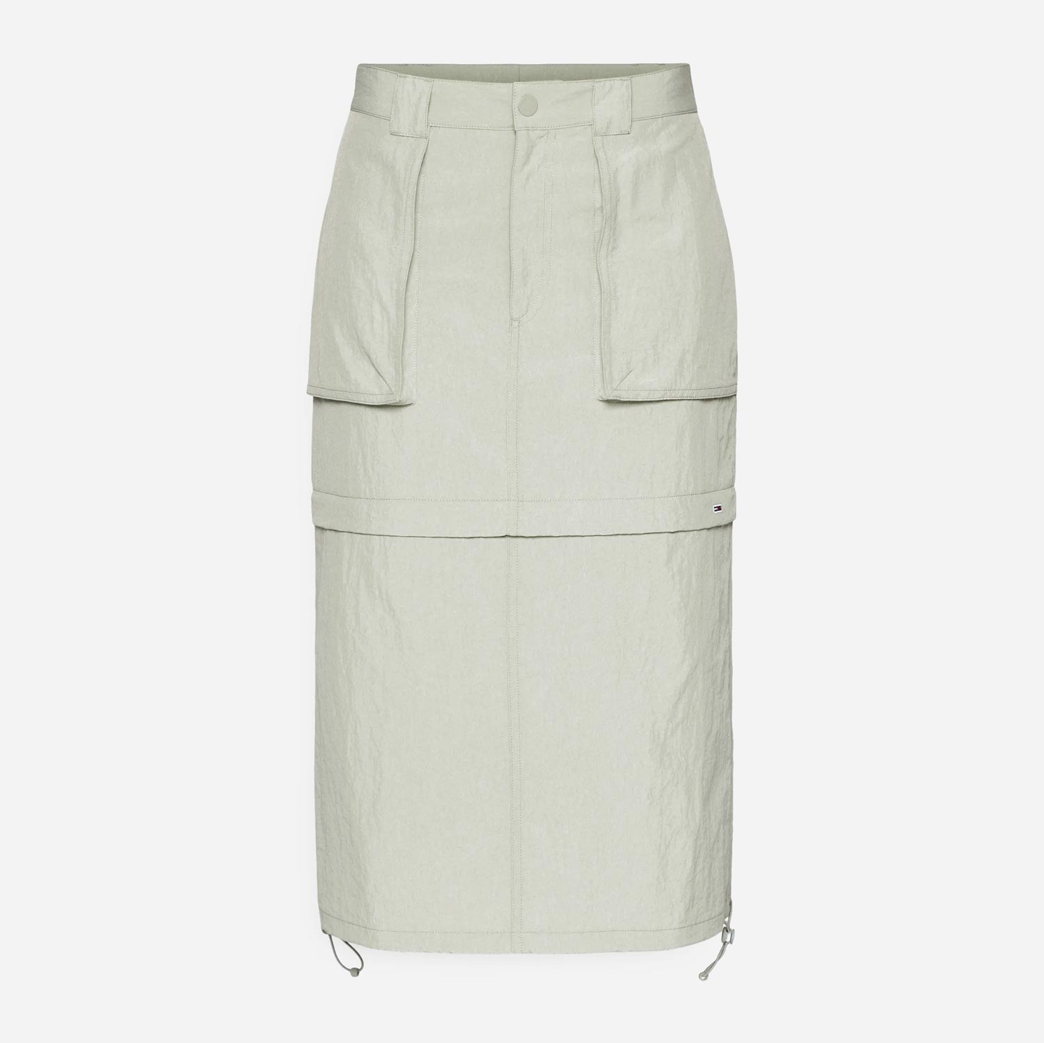 Tommy Jeans Womens Nylon Cargo Zip-Off Midi Skirt - Faded Willow