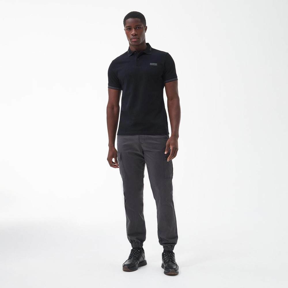 Barbour International Essential Tipped Slim Fit Short Sleeve Polo - Black/Grey