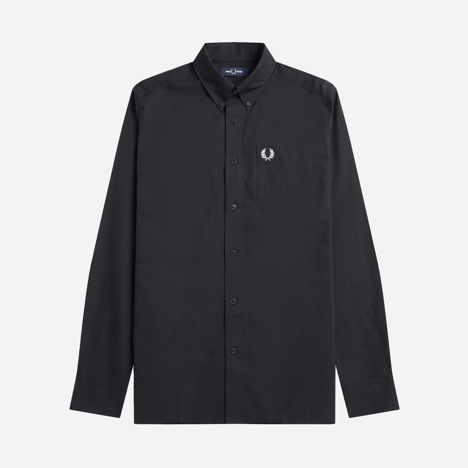Fred Perry Regular Fit Long Sleeve Oxford Shirt - Black/White