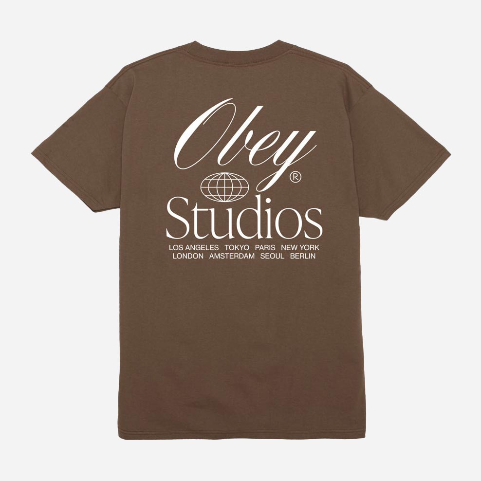 Obey Studios Worldwide Regular Fit Short Sleeve Tee - Silt