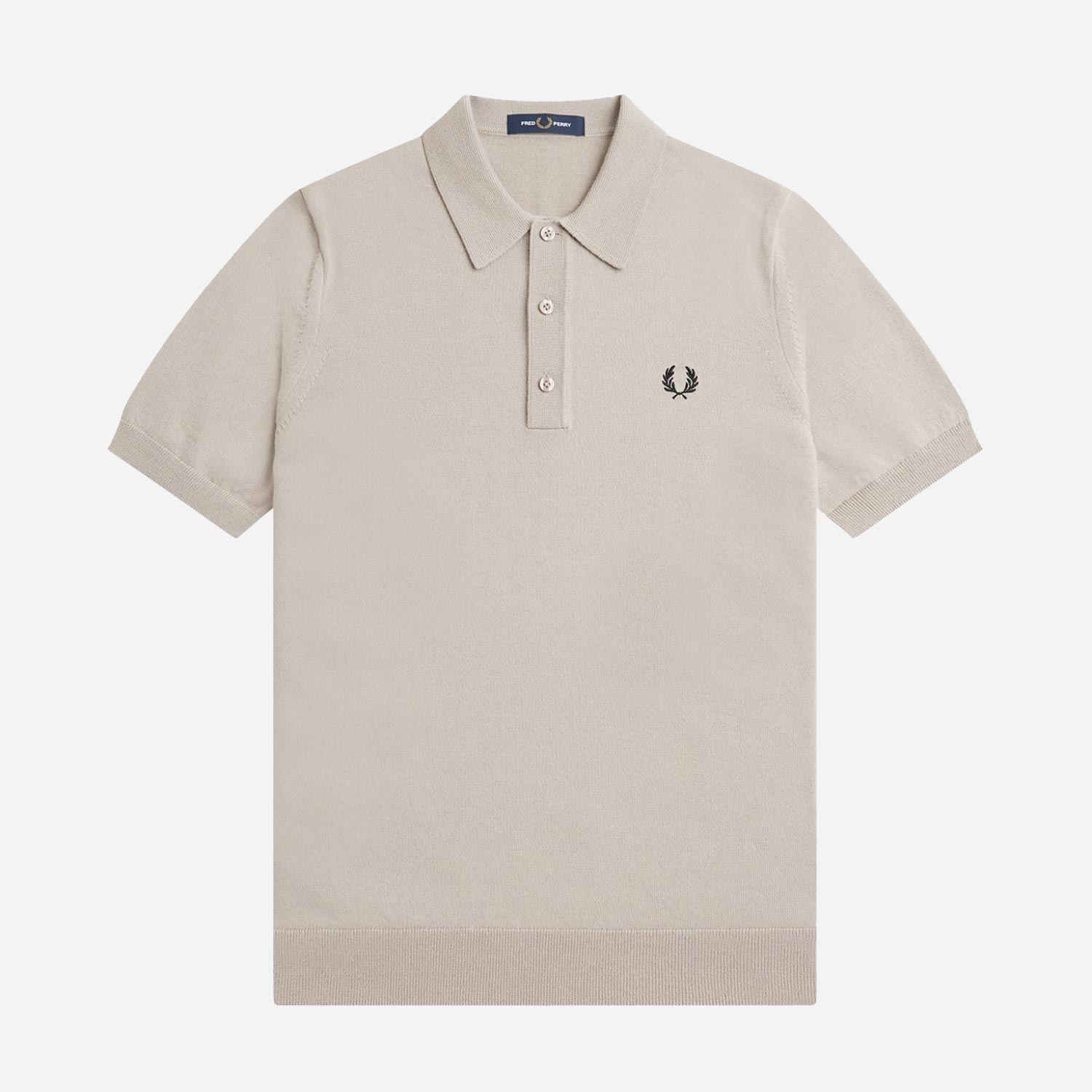 Fred Perry Classic Knitted Regular Fit Short Sleeve Polo - Dark Oatmeal