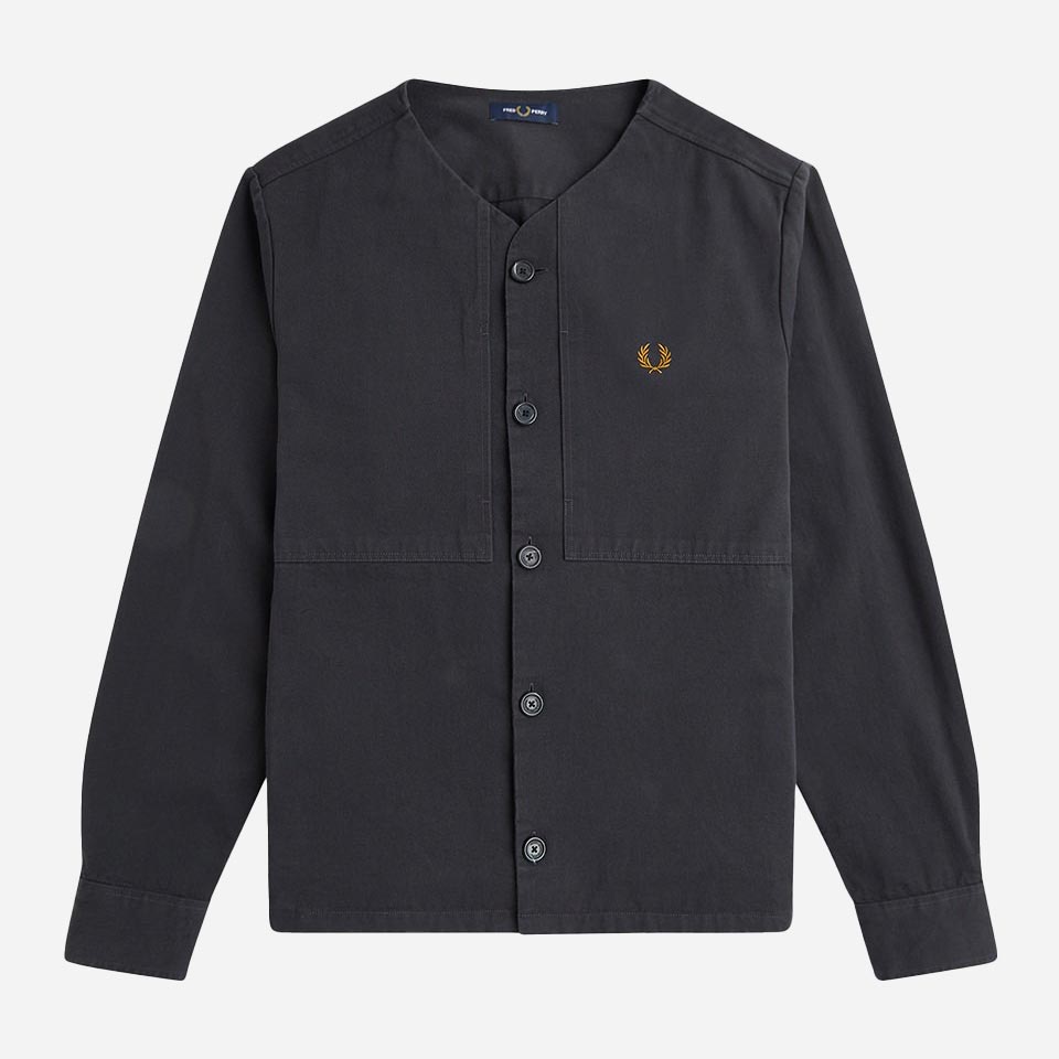 Fred Perry Collarless Regular Fit Long Sleeve Overshirt - Anchor Grey