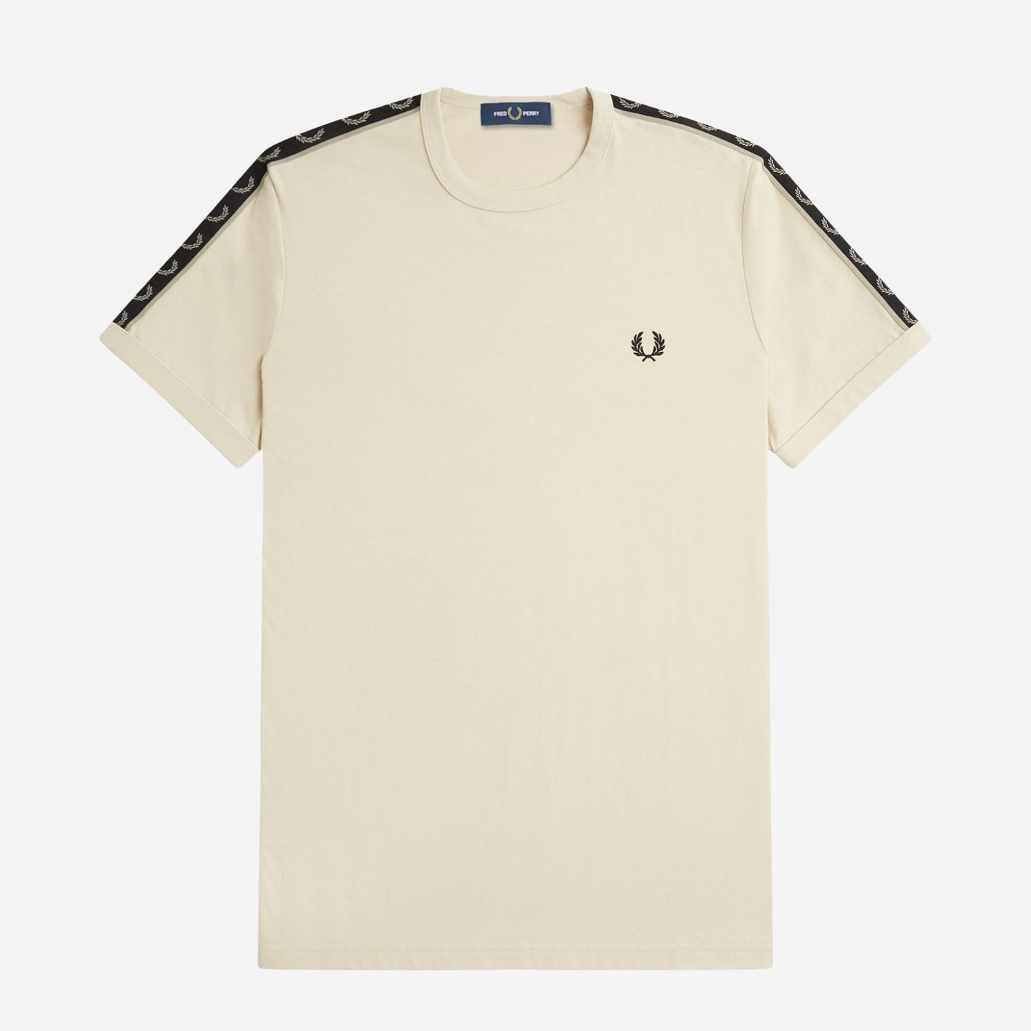 Fred Perry Contrast Tape Regular Fit Short Sleeve Ringer Tee - Oatmeal/Warm Grey