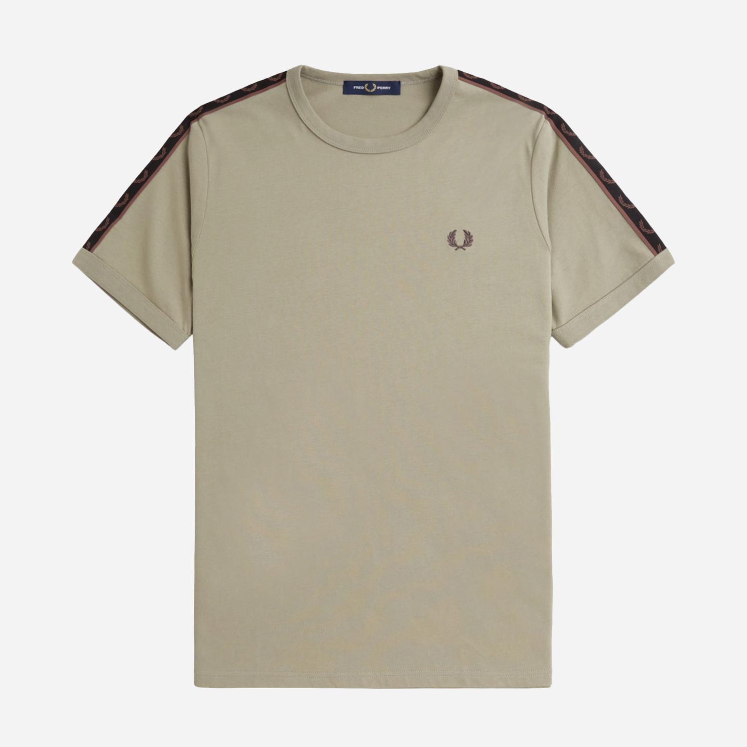 Fred Perry Contrast Tape Regular Fit Short Sleeve Ringer Tee - Warm Grey/Carrington Brick