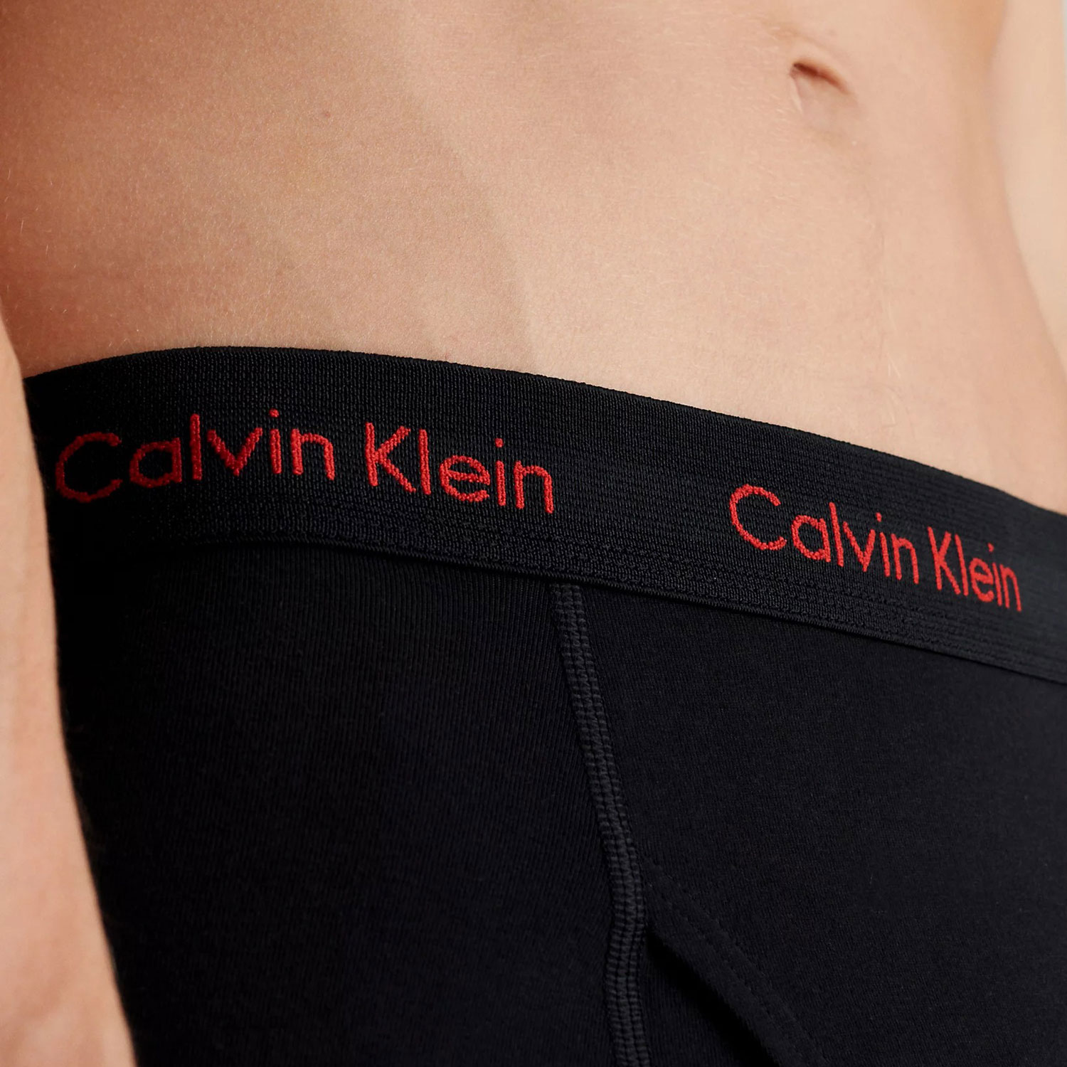 Calvin Klein 3 Pack Trunk - Black/Pompian Red Logos