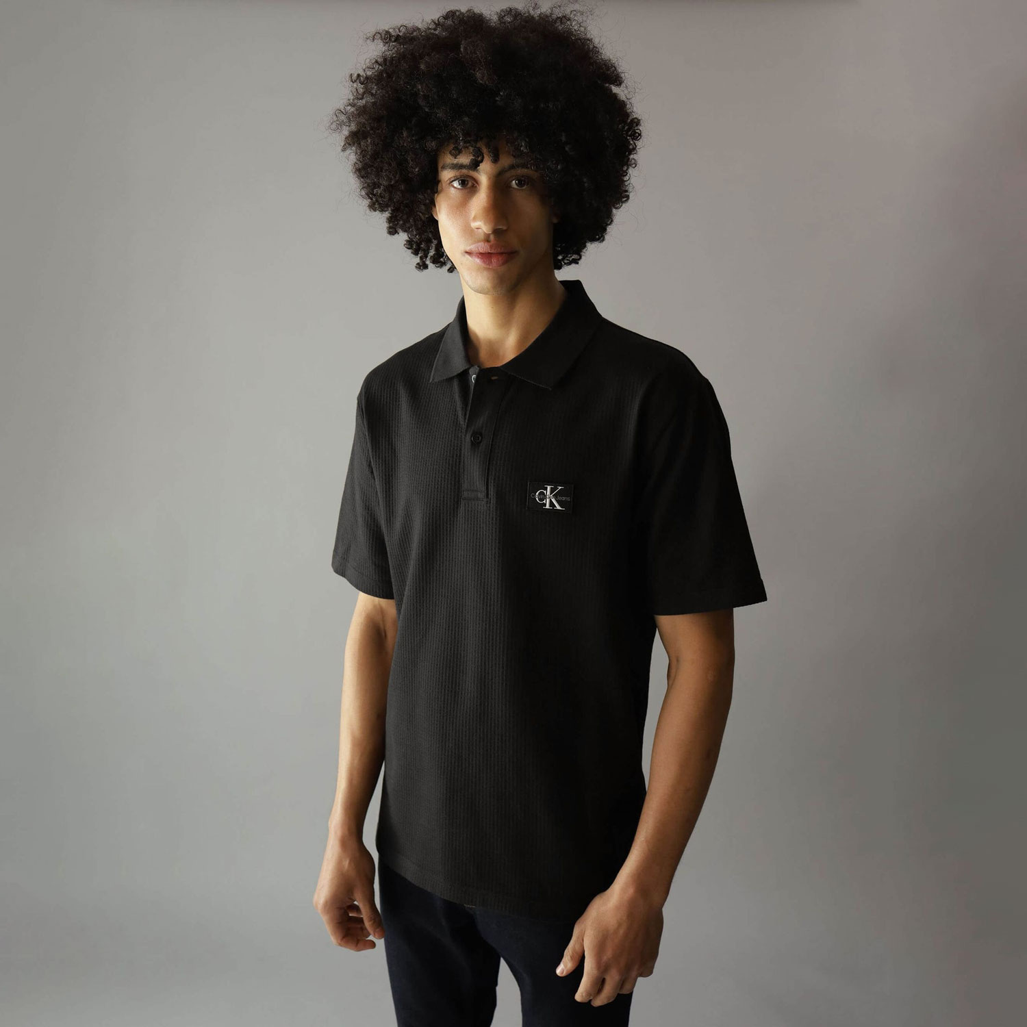 Calvin Klein Texture Regular Fit Short Sleeve Polo - CK Black