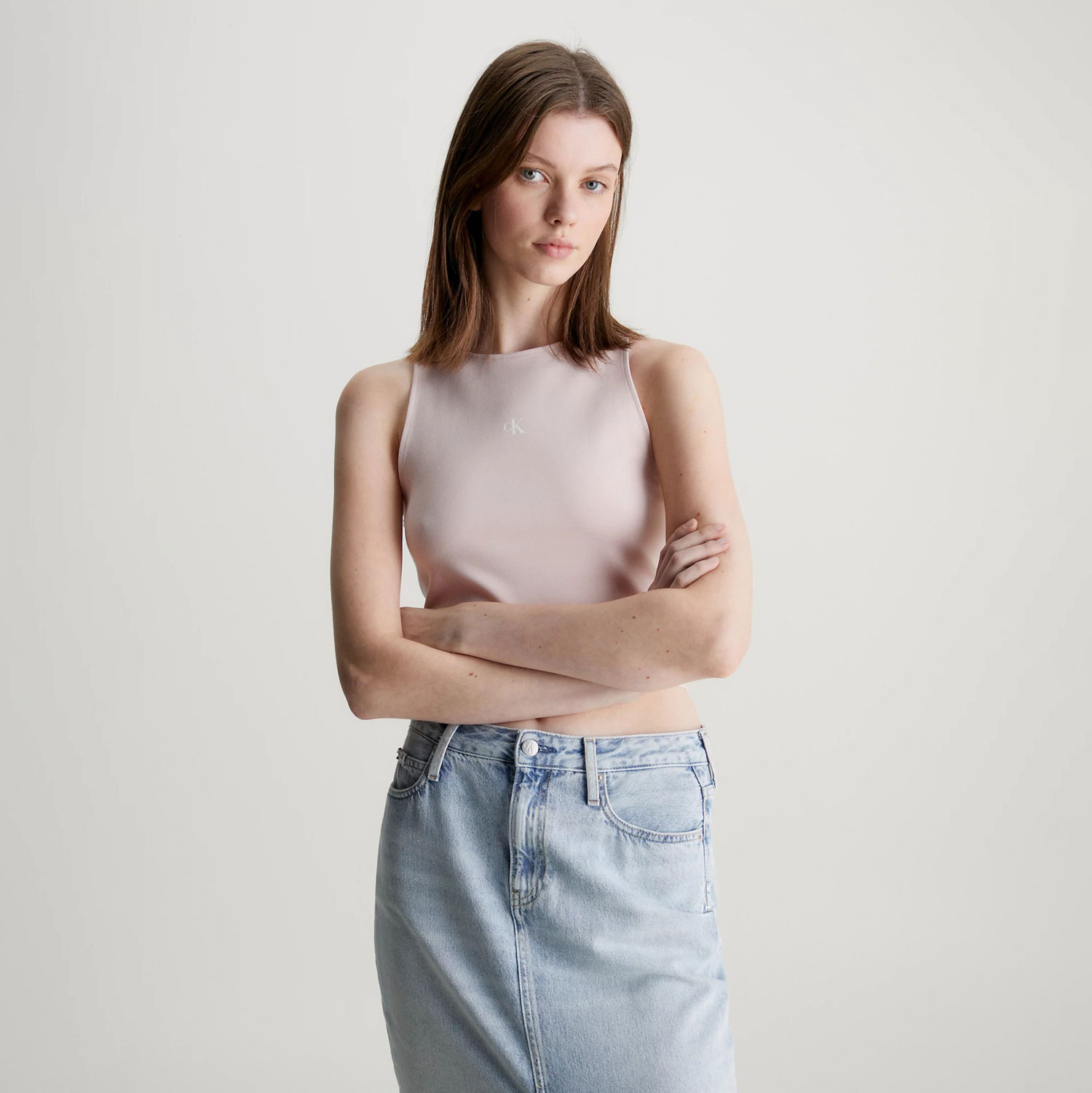 Calvin Klein Women's Archival Milano Slim Fit Top - Sepia Rose