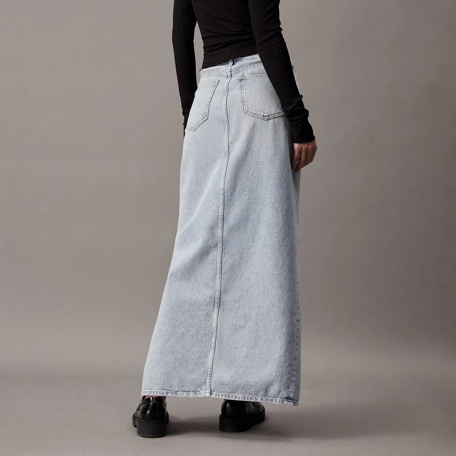 Calvin Klein Women's Maxi Regular Fit Denim Skirt - Denim Light