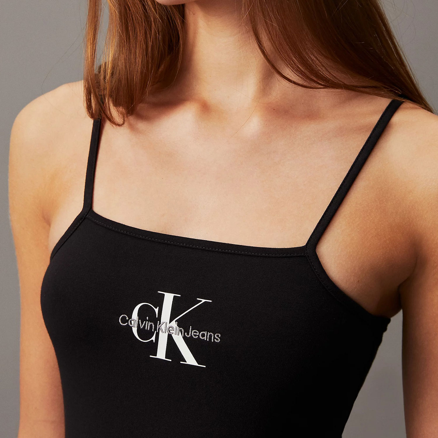 Calvin Klein Women's Monologo Strappy Slim Fit Body Suit - CK Black