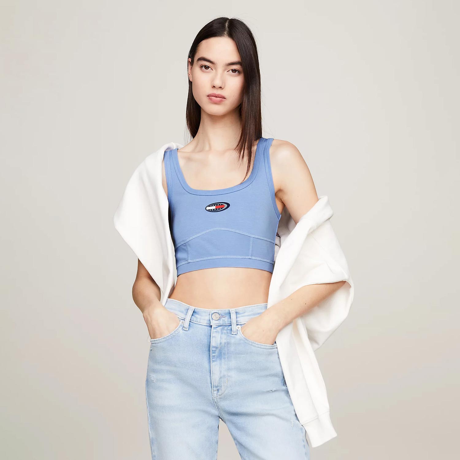 Tommy Jeans Womens Archive Bralette Crop Top - Moderate Blue