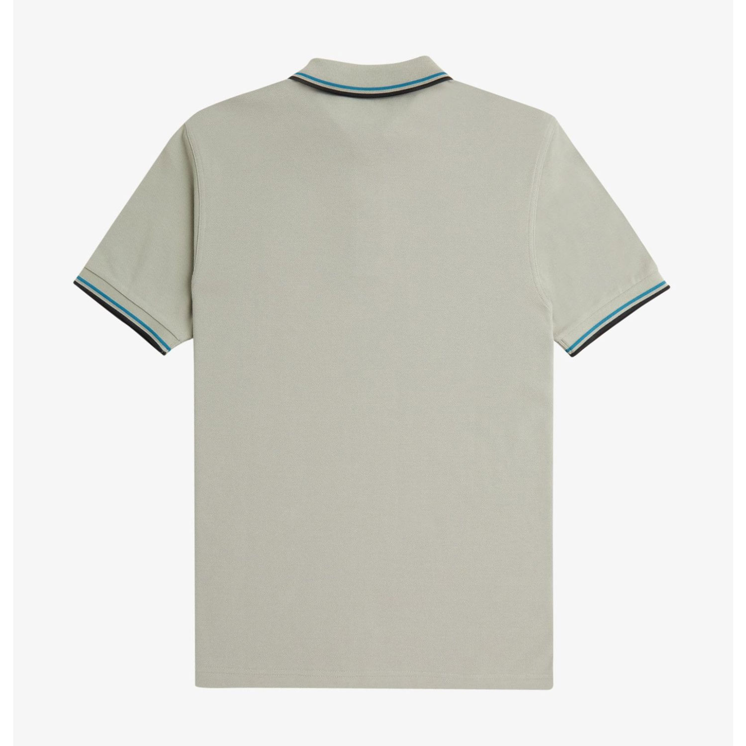 Fred Perry Twin Tipped Regular Fit Short Sleeve Polo Shirt - Limestone/Runaway Bay Ocean/Black