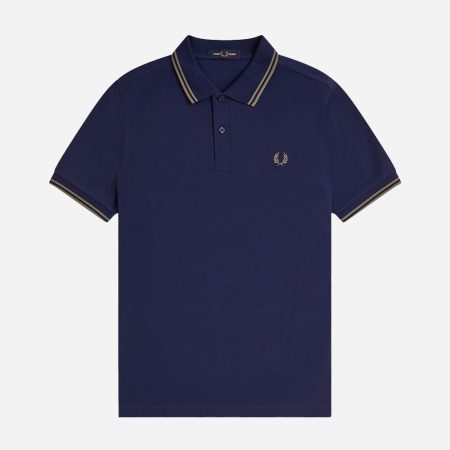 Fred Perry Twin Tipped Polo - French Navy/Olive Mint Fred Perry Twin Tipped Polo - French Navy/Olive Mint