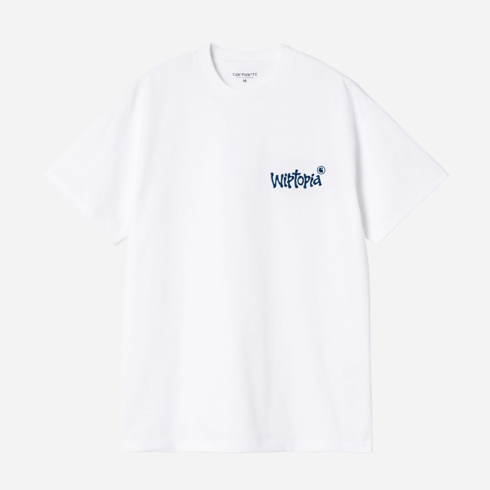 Carhartt WIP Wiptopia Script Tee - White/Blue Carhartt WIP Wiptopia Script Tee - White/Blue