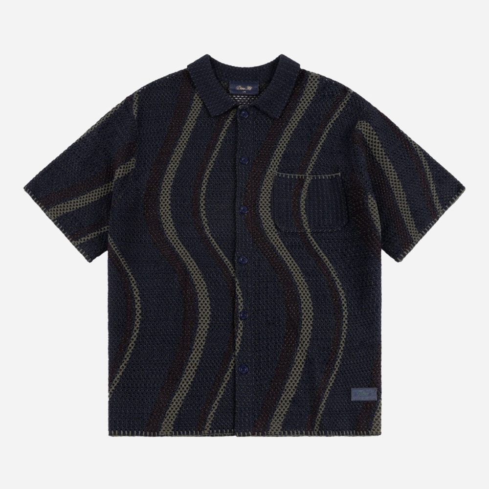 Dime Soleil Button Up Knitted Shirt - Navy