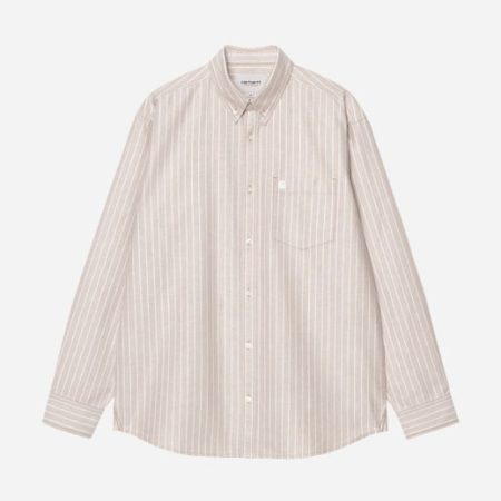 Carhartt WIP Long Sleeve Cassel Stripe Shirt - Peanut/White Carhartt WIP Long Sleeve Cassel Stripe Shirt - Peanut/White