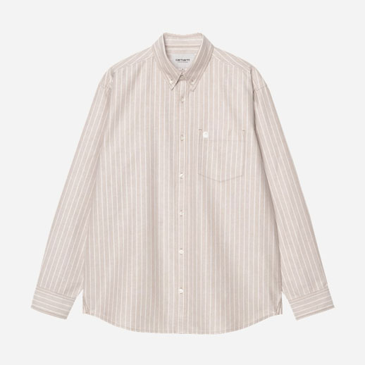 Carhartt WIP Long Sleeve Cassel Stripe Shirt - Peanut/White Carhartt WIP Long Sleeve Cassel Stripe Shirt - Peanut/White