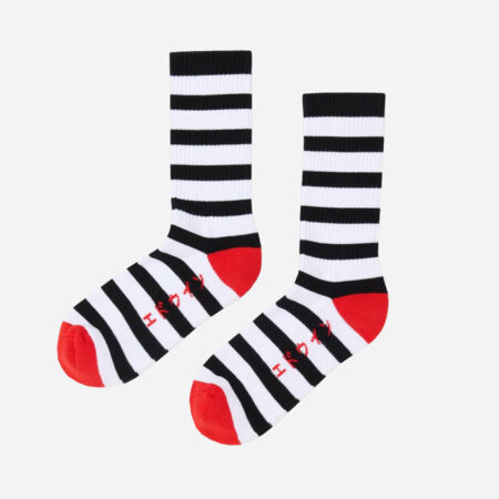 Edwin Stripy Sock - Black/White
