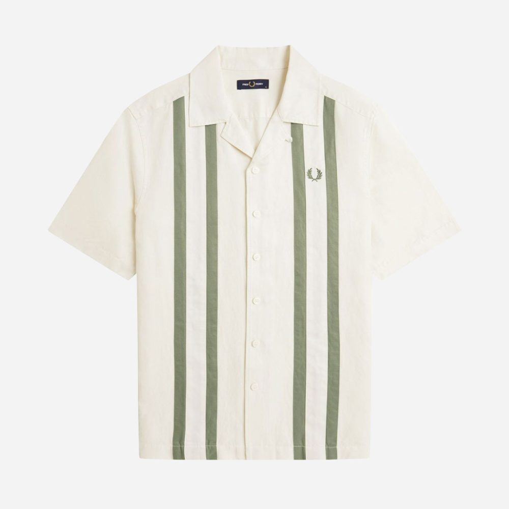 Fred Perry Panelled Linen Blend Shirt - Light Ecru Fred Perry Panelled Linen Blend Shirt - Light Ecru