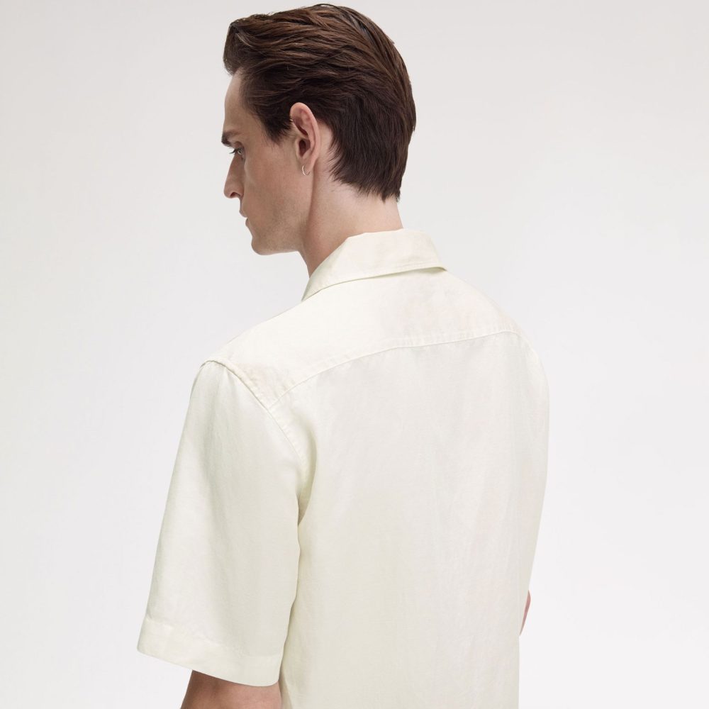 Fred Perry Panelled Linen Blend Shirt - Light Ecru Fred Perry Panelled Linen Blend Shirt - Light Ecru