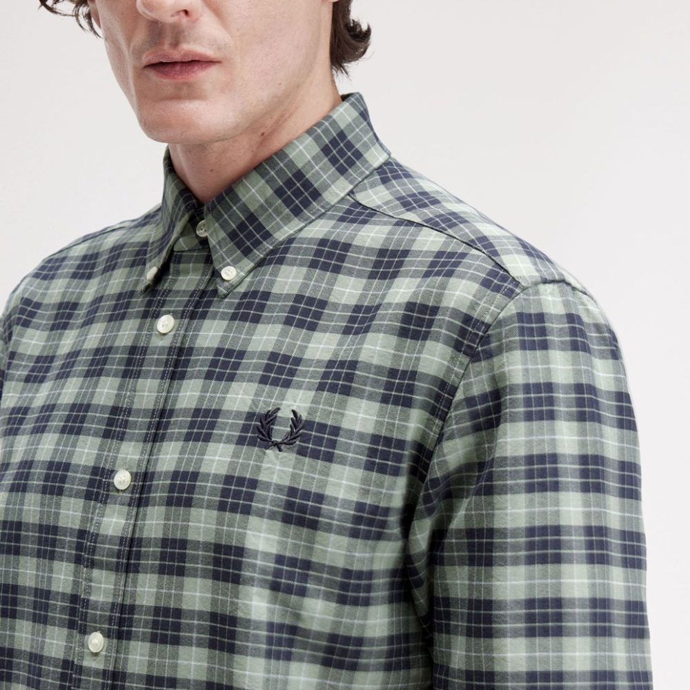 Fred Perry Tartan Oxford Shirt - Bay Leaf