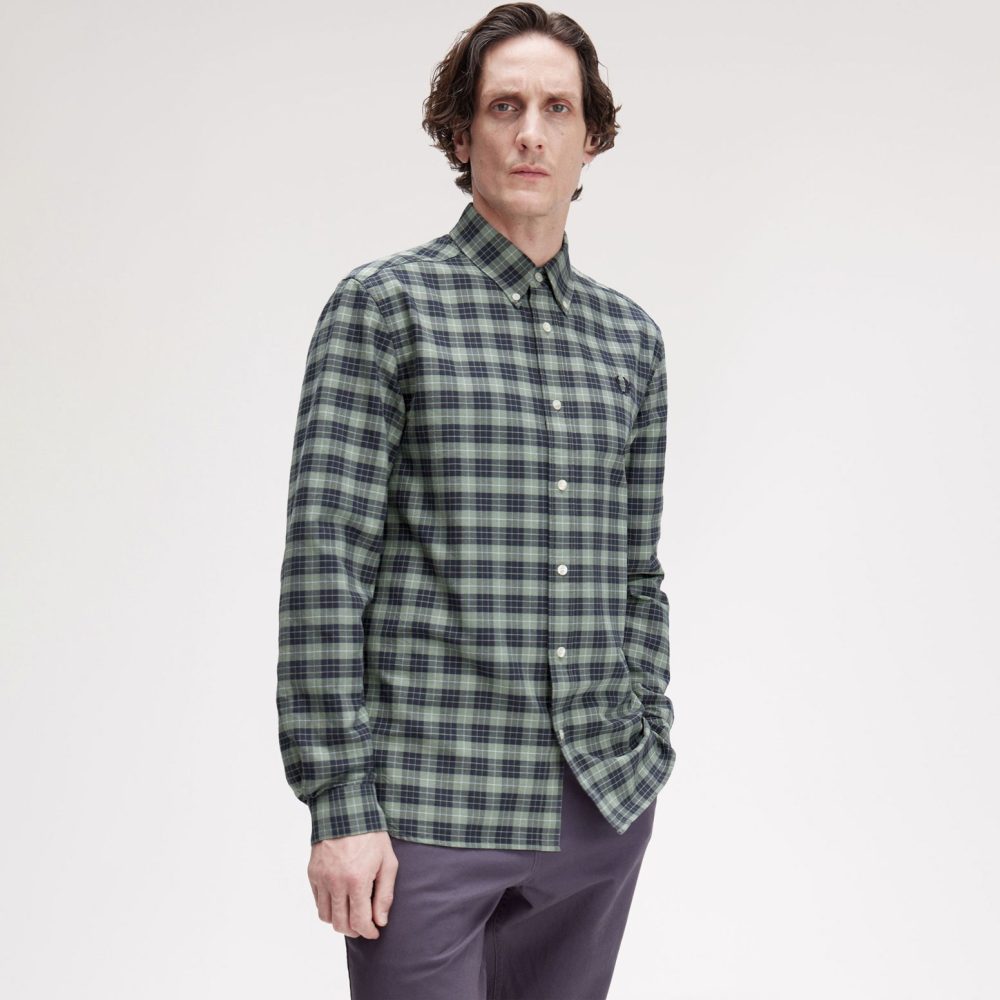 Fred Perry Tartan Oxford Shirt - Bay Leaf